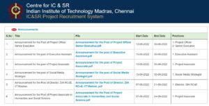 Read more about the article IIT Madras Recruitment 2022