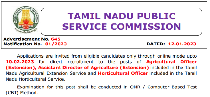 Read more about the article TNPSC Agricultural Officer Recruitment 2023