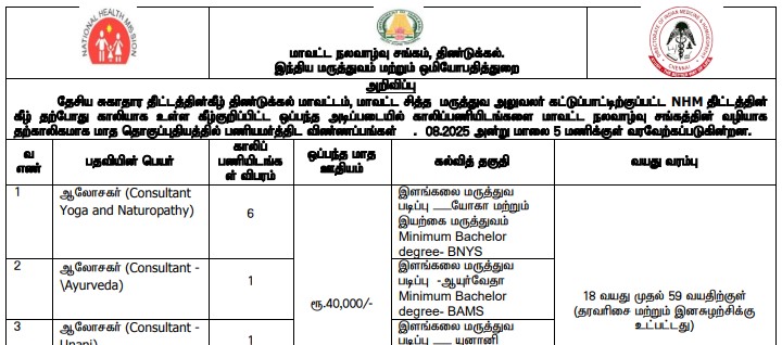 Read more about the article Dindigul DHS Recruitment 2025