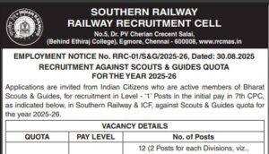 Read more about the article Southern Railway Recruitment 2025