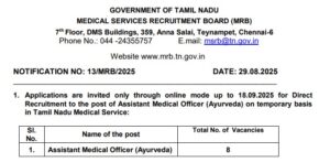 Read more about the article Tamilnadu MRB Recruitment 2025