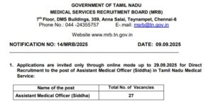 Read more about the article TN MRB Recruitment 2025