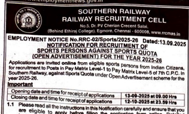Read more about the article Southern Railway Recruitment 2025