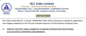 Read more about the article NLC India Limited Recruitment 2025