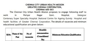 Read more about the article Chennai Corporation Recruitment 2025