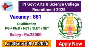 Read more about the article TN Govt Arts and Science Colleges Recruitment 2025